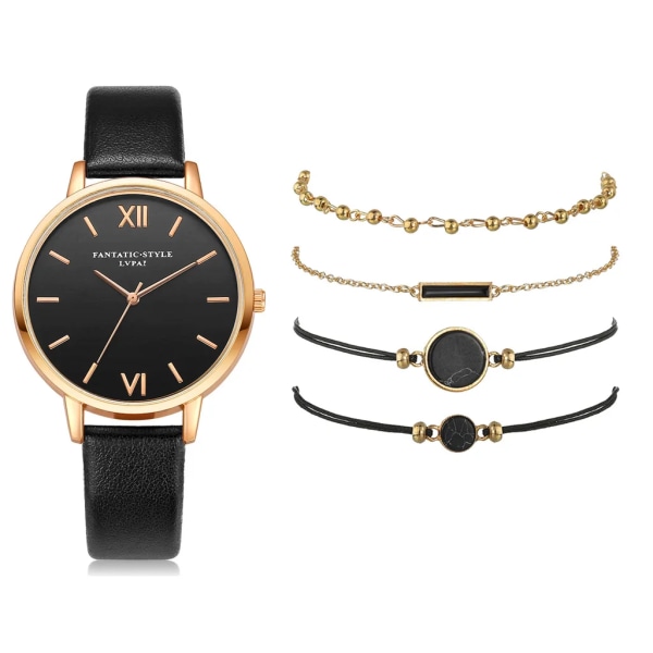 2022 Simple Watch Set Quartz Watch Trend Pu Armband Watch med armband Set Señoras Reloj De Moda Type 9