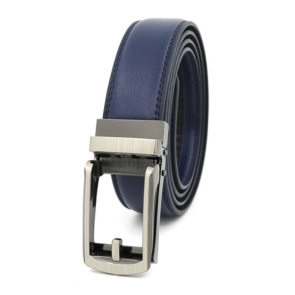 Högkvalitativ klick för män Bälte Automatiskt spänne Äkta läder Kohud Jeans Tillbehör Bälten Ungdoms midjeband Svart Vit Röd Blue 105CM