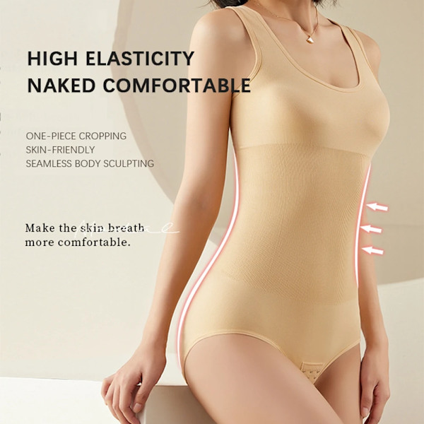 Stor storlek One Piece Body Shapewear Waist trainer Damkorsett Sömlösa magbyxor Grenspänne Slimmande underkläder Black M-L