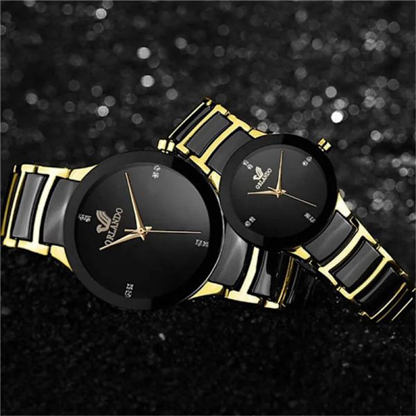 2022 Par Klockor Män Rostfritt stål Watch Relogio Masculino Man Mode Casual Business Armbandsur Dam Klocka Hot GOLD SMALL