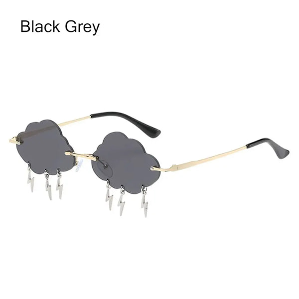 Cykelsolglasögon i molnform utan båg med blixthänge Dammärkesdesigner Lyx Rolig UV400 solglasögonskydd Black Grey