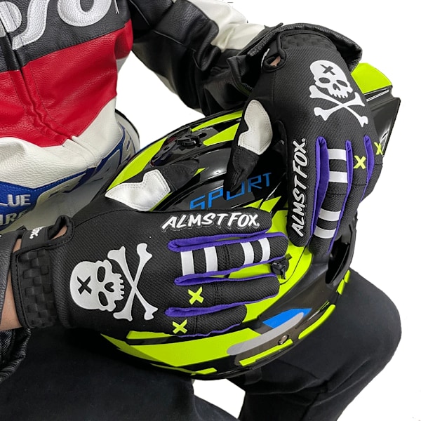 Almst Fox Dödskalle Motorcykelhandskar För Cykel Atv Utv Högkvalitativa Moto Cross Pekskärmshandskar Herr Mountainbike Racinghandskar Black Purple XL