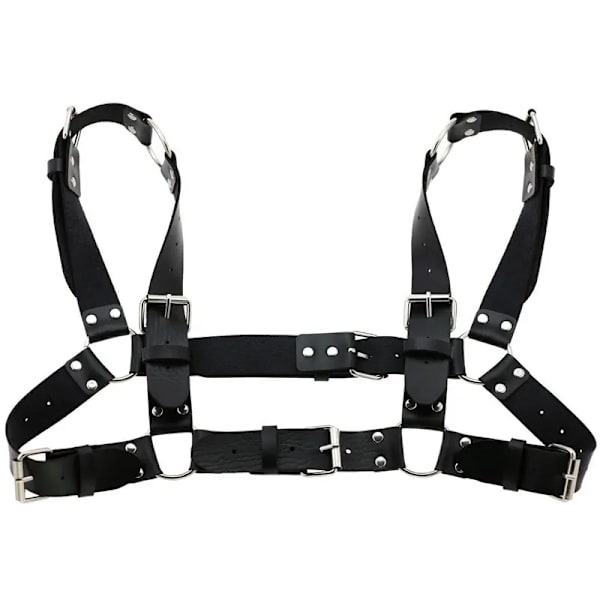 Kvinnor Män Sexig Punk Bröstsele Justerbar Burad Metallkroppskedja PU Läder Choker Statement Halsband Fest Klubbkläder Red