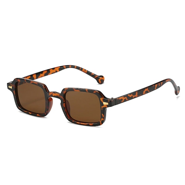 SO&EI Mode Fyrkantiga Solglasögon Dam Retro Nitar Dekoration Gradient Nyanser UV400 Män Leopardblå Solglasögon Leopard tea As the picture