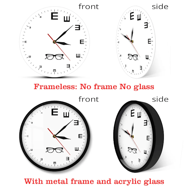 Ögontavla Modern Design Väggklocka Oftalmologi Dekor Optometri Synundersökning Konstverk Tyst Kvarts Klocka Väggur Ögonläkare Gåva Without Frame(.102)