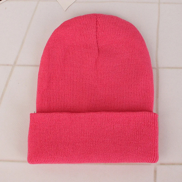 Mössa Vinter för Kvinnor Män Pojkar Flickor Virkad Skullies Hatt Enfärgad Unisex Höststickad Mössa Cap Vilda Tillbehör peach red Head 45-60cm
