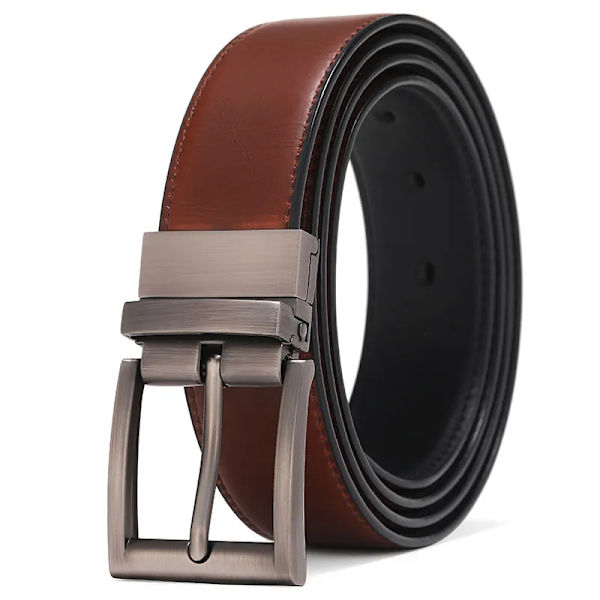 Män Vändbar Casual Högkvalitativt bälte Man äkta läderbälte mansrem Lyxbyxa Jeans Klänning Bälte för män Dark Brown 115CM