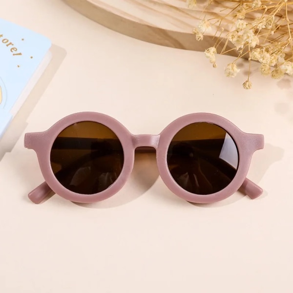 2023 Mode Runda Barn Solglasögon Klassiska Söta Flickor Pojkar Barn Solglasögon UV400 Skyddsglasögon Baby De Sol Gafas C-purple gray