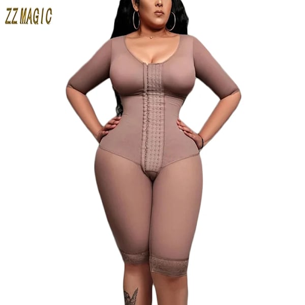 Fajas Colombianas Helkroppsstöd Armkompression med inbyggd BH Halv ärm Mittbenet BBl Post Op Surgery Supplies Skims Beige XL