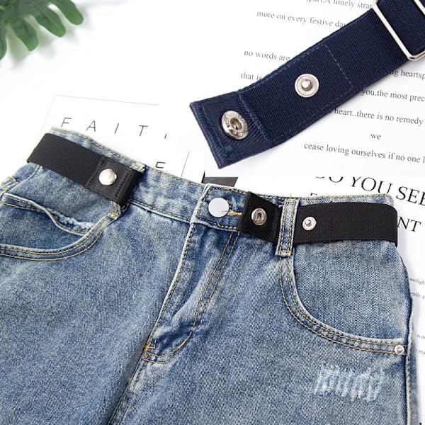 Spännefritt elastiskt osynligt bälte för kvinnor Plus Size Hög kvalitet utan spänne Jeans Enkelt bälte män Inget krångel Designbälte White 60-95cm