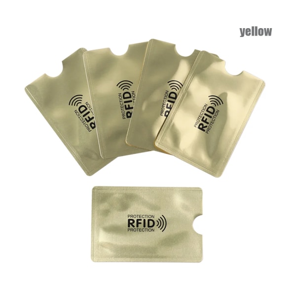 5 st Enkel RFID Anti-avgasning Bankkortshållare ID- case Cover Mode aluminiumfolieväska Stöldskyddskort Protecto 5Pcs-yellow