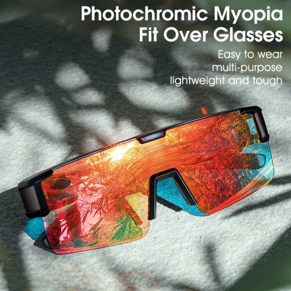 WEST BIKING Myopic Polarized Square Solglasögon Män Photochromic Cykling Passform över glasögon Köra Fiske Glasögon Cykelglasögon Red x Night Vision