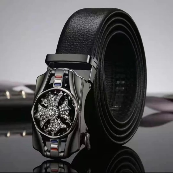Märke Bälte Man Herrbälte Högkvalitativt Läder Man Designer Mode Legering Automatiska Spänne Bälten Midjeremmar för Herr Style 3 115CM