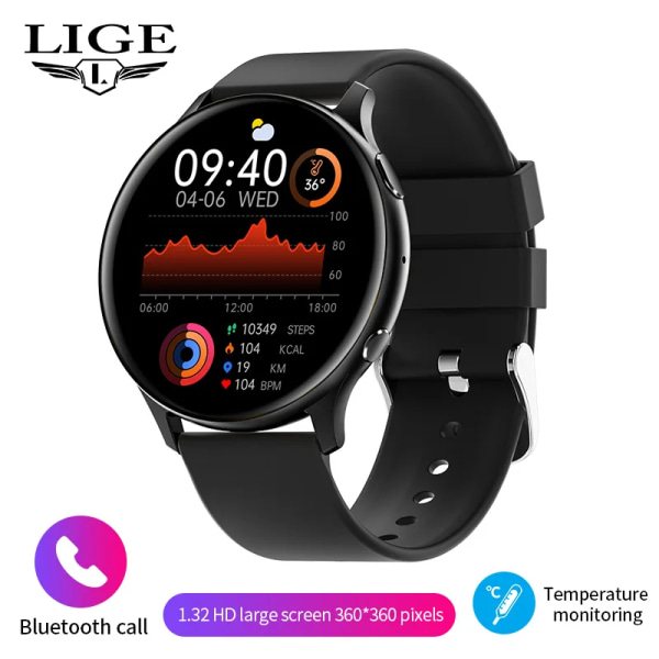 LIGE Bluetooth Call Smart Watch Dam Herr 1.32 \ Silica gel 03 Bluetooth call watch