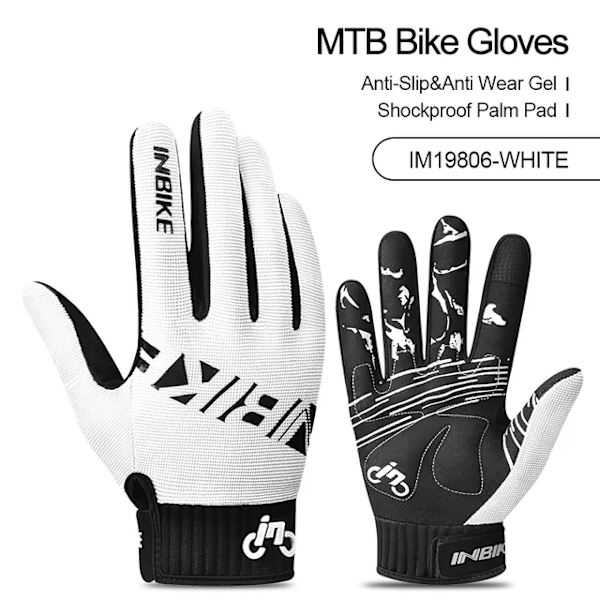 INBIKE Cykelhandskar Pekskärm MTB Cykelhandskar Sport Stötsäker Helfinger Reflekterande Vinter Vår Cykelhandske IM19806 IM19806-White M
