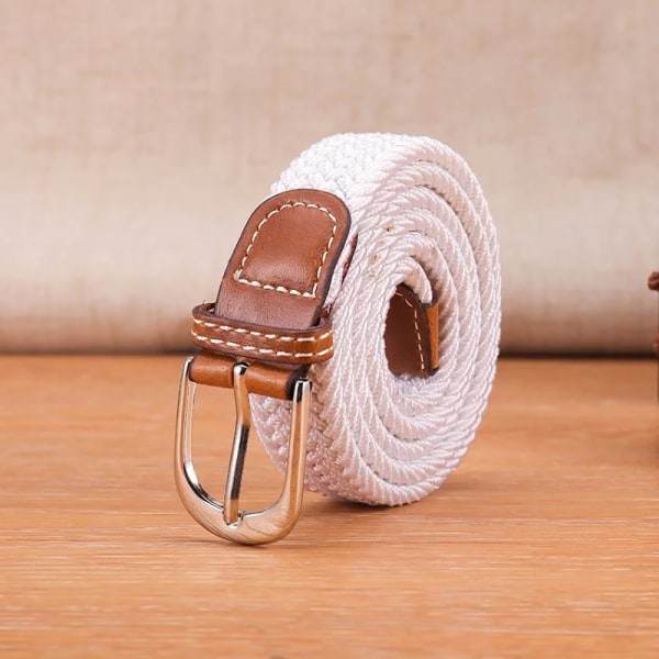 Nytt mode mångsidig canvas män kvinnor bälte metall spänne elastiskt flätat elastiskt bälte hög kvalitet camping fiske män bälten gym BlueBeigeWhite 105CM