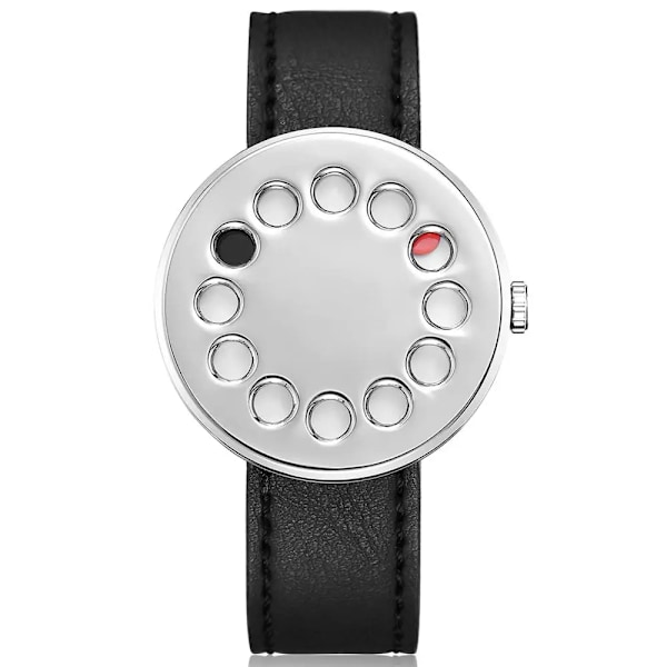 Unik Creative Halv Transparent Unisex watch klocka För män Kvinnor Par Nörd Snygga Läder Armbandsur Mode Quartz watch DESIGN 2 (A)