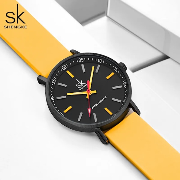 SHENGKE Sport Dam Klockor Silikonband Ny Design För Kvinna SK Quartz Armbandsur Original Damklocka Relogio Feminino Blue