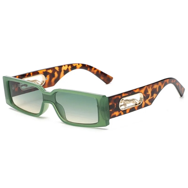 Rektangulära solglasögon Dammode Lyxmärke Designer Fyrkantiga solglasögon Män Klassiska Leopard Punk Glasögon Skärmar UV400 leopard green show as picture