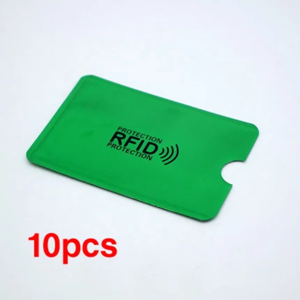 10 ST. Ny design högkvalitativ Anti Rfid-avskärmning Kortläsare Lås Bankkortshylsa Skydds-ID NFC Aluminium kreditkortsfodral green (10pcs)