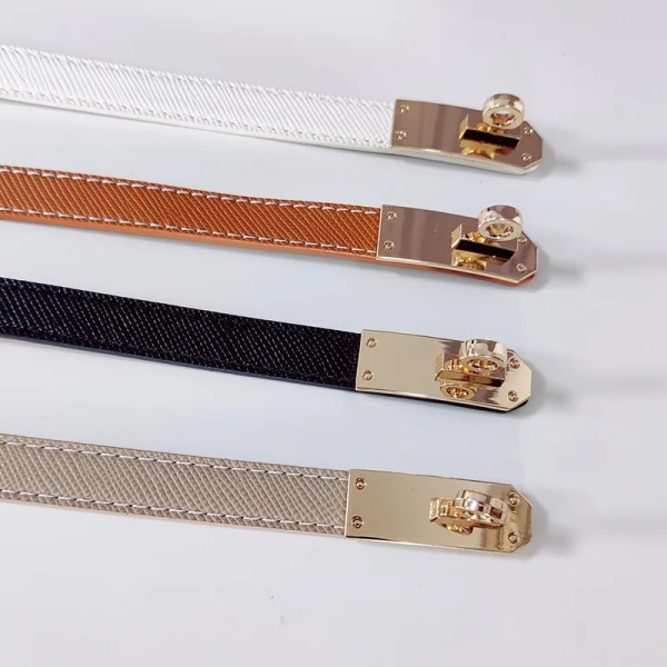 Pu Läder Elastiskt midjeband Damer Casual Lyx Design Kappa Skjorta Dekorativ smal midja gördel koreanskt mode Retro Goth-bälte White 100cm