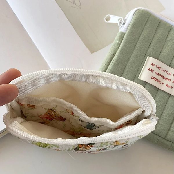 Förvaringspåsar för sanitetsbindor Bomull Söt Korea Myntväska Mynt Smycken Organizer Case Liten smink kosmetikapåsar Rabbit