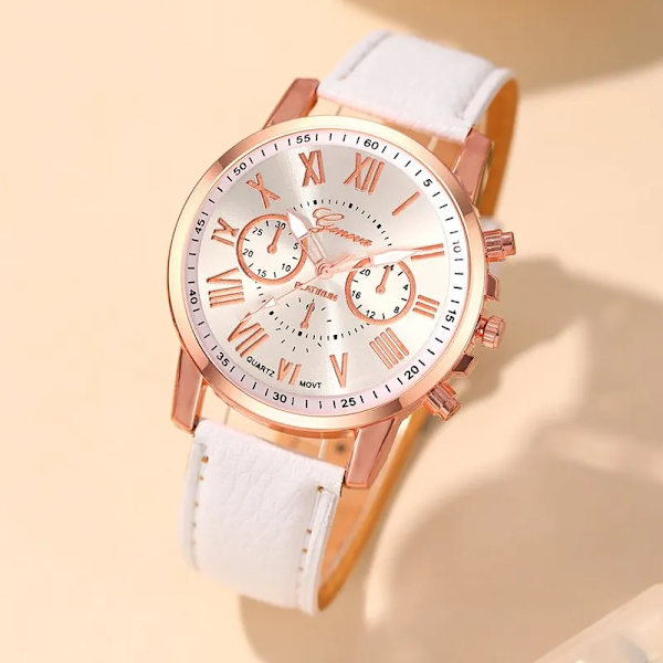 Reloj Mujer 2023 Mode Damklockor Dam Vitt Läder Quartz Watch för Dam Business Casual Watch Relogio Feminino White