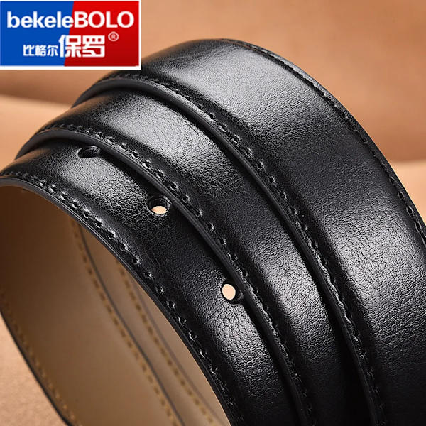 Bekele bolo Herr Bälte i äkta läder Brunt och svart Business Dress Bälten för män SWFK-Black 115CM