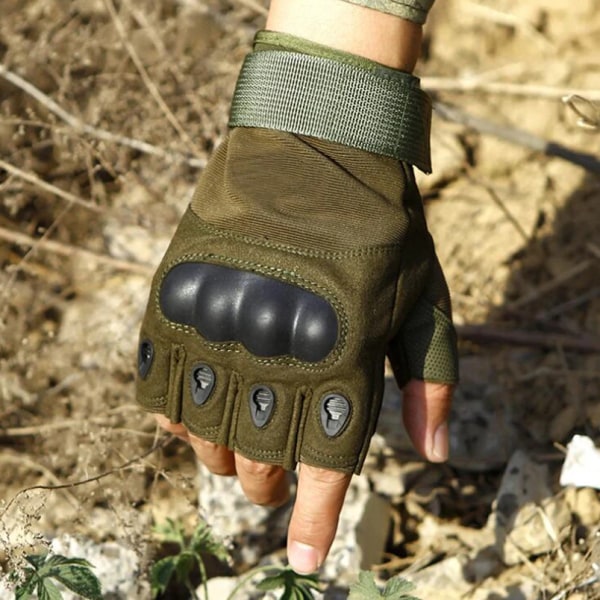 Taktiska handskar Long Finger Special Forces Soft Shell Design Klättring Motorcykel Handskar Vinter Canvas Handskar Militär Fan Sport Half fingerArmygreen L