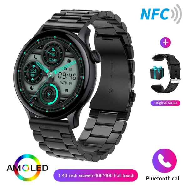 HYTRON Smartwatch Dam 466*466 AMOLED 1.43\ steel black AMOLED 466x466