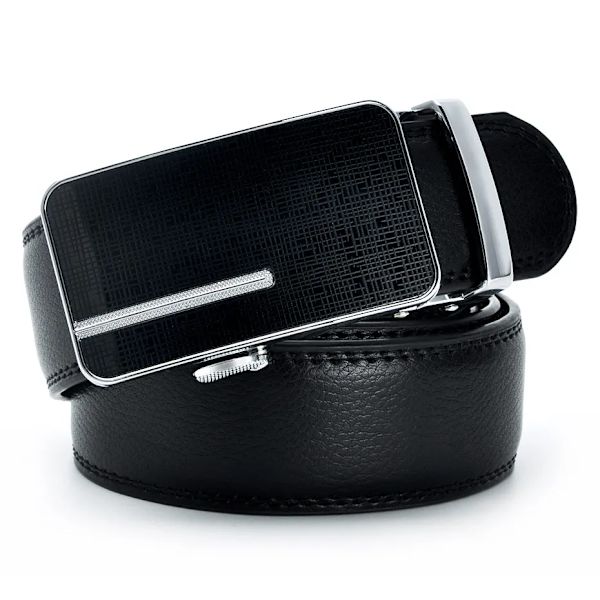 Automatiskt spänne äkta läderbälte för män Svart koläderbälte för män Business Man Designer automatiskt spänne STYLE M Brown Strap 120cm