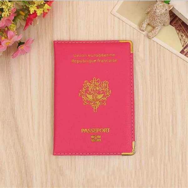 PU Passport Cover France Original Edition Passport Covers för Francais Travel Passport Etui Passeport France Korthållare Pink