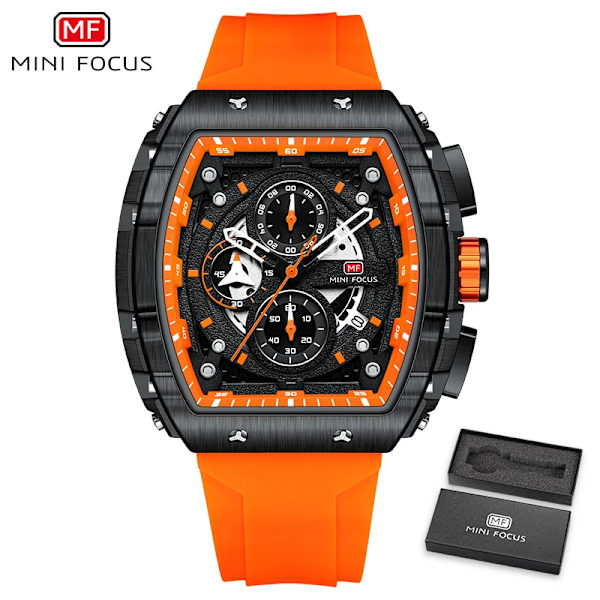 Herrklockor Mode Sport Watch för män Lyxigt toppmärke Vattentäta armbandsur Svart silikonarmband Relogio Masculino MF0399G01B