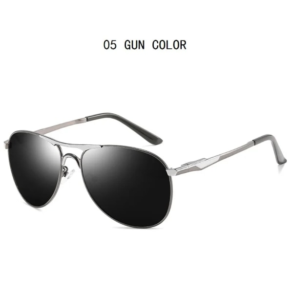 Klassiska polariserade solglasögon för män och kvinnor Mode Metall Pilot Körning Fiske Solglasögon Man Vintage Solglasögon UV400 Glasögon 05 GUN COLOR Polarized