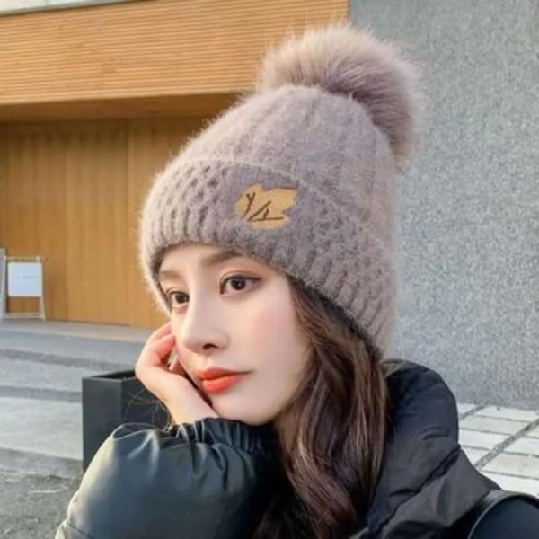 Vintervarma Hattar För Kvinnor Nytt Mode Koreanska Blandningar Tjock Varm Stickad Hatt Bonnets Skullies Beanie Hatt Khaki