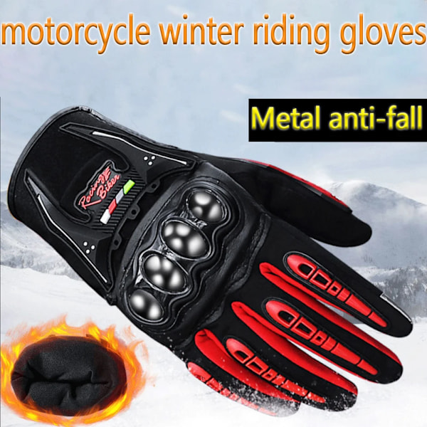 Motorcykelhandskar 100% Vattentäta Vindtäta Vinter Herr Touch Screen Andningsbara Motorcykel Racing Handskar Red M