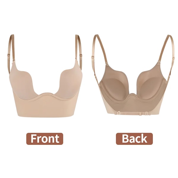 Kvinnor Sexig Djup U-hals BH Shaper Rygglös Push Up Bröstunderkläder MISS MOLY BH:ar Low Cut Plunge Bröllopsunderkläder Fajas Korsetter White M