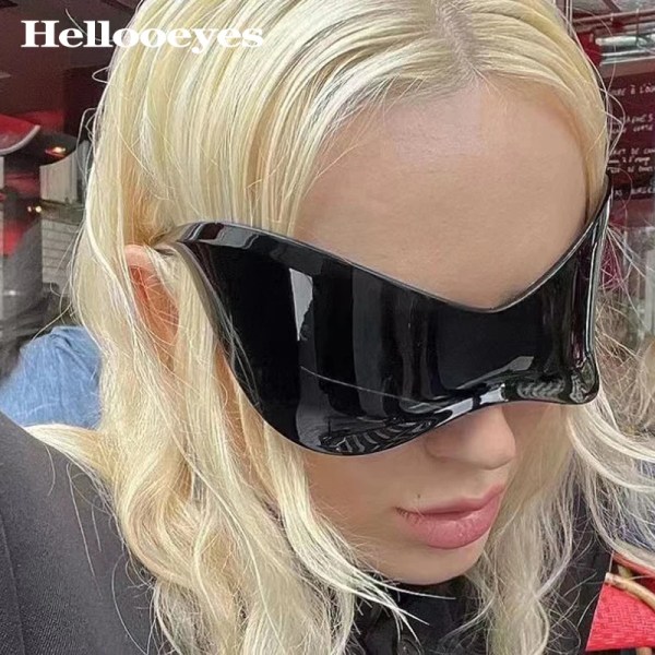 Oversized Punk Goggle Solglasögon Kvinnor Män Lyx Märke Designer Y2K Silver Sport Solglasögon One Piece Glasögon Nyanser UV400 C6-Clear silver