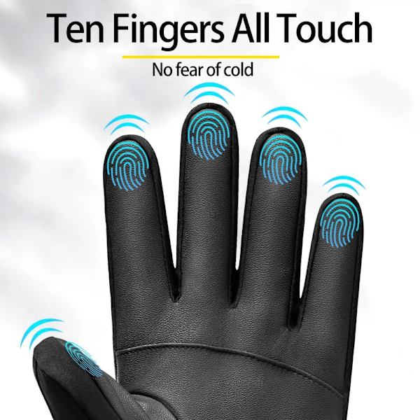 Thermal vinter vattentät män kvinnor handskar pekskärm vindtäta handskar utomhussport varm cykling snö skid handskar helfinger GLO05 BLACK XL