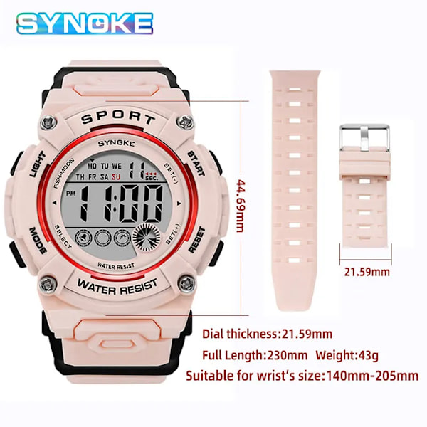 Mode Lyx Dam Klockor 50M Vattentät Utomhussport Elektrisk klocka Multifunktionell Dam Digital Watch reloj hombre black