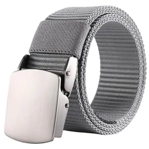 2022 Ny Canvas Herrbälte Mode Svart Nylon Utomhus Metall Automatiskt Spänne Casual All-match Lyxbälte Hane gray 100cm