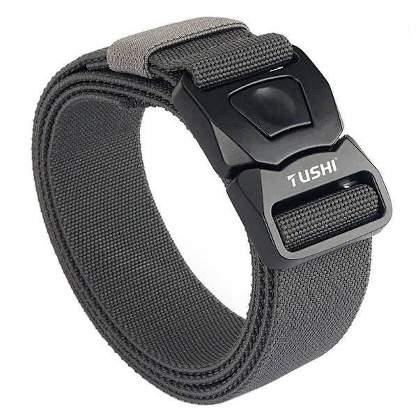 VATLTY 2021 Stretching taktiskt bälte för män Zinklegering Pluggbart spänne Utomhusarbete Vandring Elastiskt bälte Jakttillbehör Dark gray 125cm