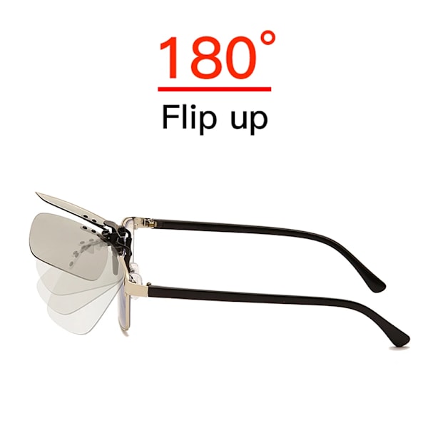 LongKeeper polariserade fotokromiska linser Clip On Solglasögon Bilförarglasögon Anti-UV Solglasögon Körglasögon Tillbehör silver