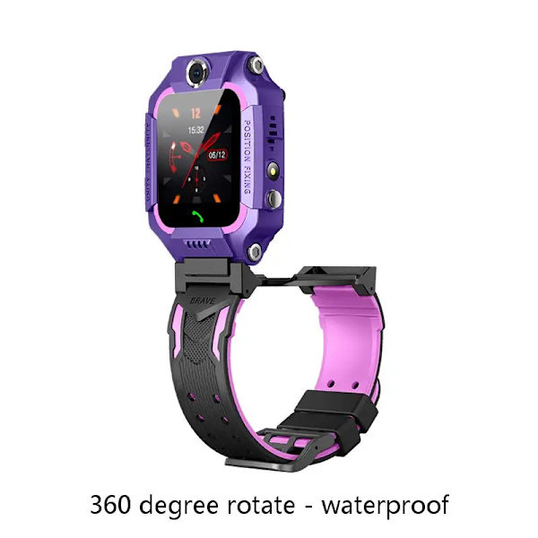 Barn Smart Watch Ny Sim-kort Smartwatch för barn SOS LBS Ring Telefon Kamera Röstchatt Foto Vattentät Pojkar Flickor Present Q19 W19-360 Pink Hebrew language