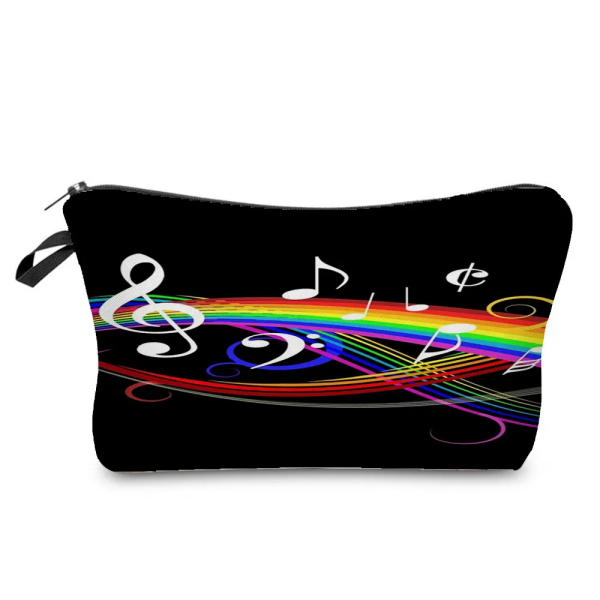 Högkvalitativ organizer Bärbart case Piano Gitarrmålning Dam Sminkväska Värmeöverföring Musiknoter Print Kosmetiska väskor hz7324 Music Bag