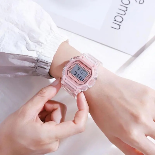 Lysande watch Watch Liten fyrkantig genomskinlig rem IPX67 Elektronisk watch present för damer och studenter Type 4