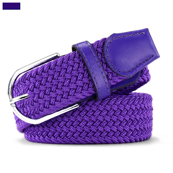3,2 cm bredd kvinnor Casual Randig Stretch vävda midjebälten Elastiska manliga och kvinnliga jeans Dekorativt svart rött bälte för kvinna Purple 110cm