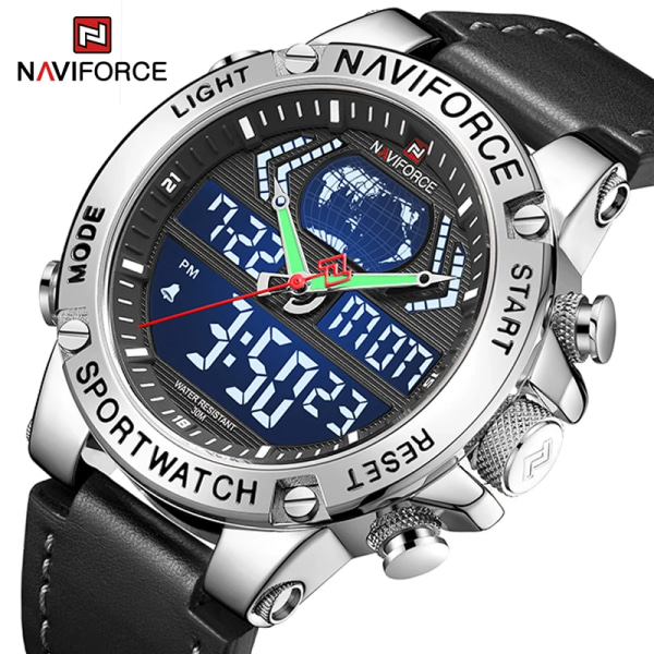 NAVIFORCE Lyx Herr Sportklockor Militär Vattentät Digital Alarm Chronograph Quartz Armbandsur Manklocka Relogio Masculino BEBEBE