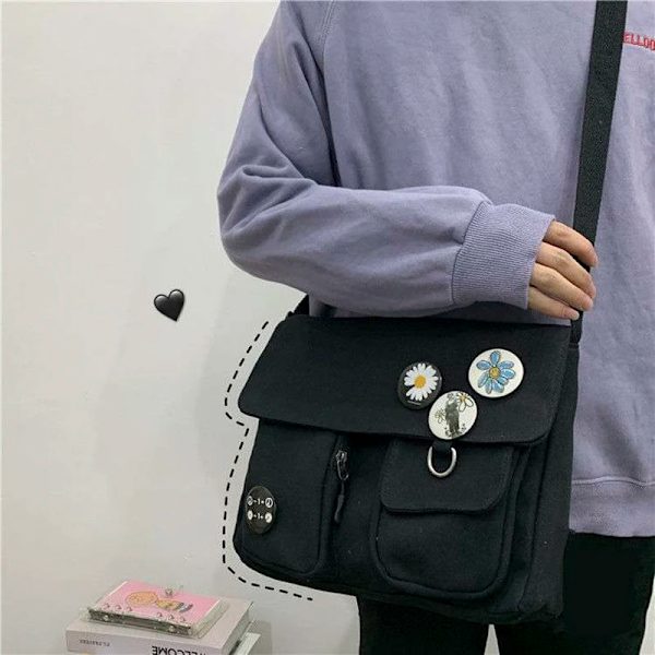Axelväska för kvinnor Handväska med stor kapacitet Enkelt mode Solid Casual Canvas Skola Crossbody Messenger-väskor för kvinnor White 26x33x7cm