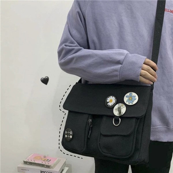 Axelväska för kvinnor Handväska med stor kapacitet Enkelt mode Solid Casual Canvas Skola Crossbody Messenger-väskor för kvinnor White dragon 26x33x7cm